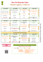 Menus du 29 septembre au 17 octobre 2025